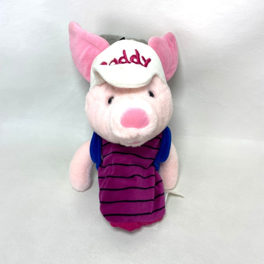 Vtg Disney Winnie the Pooh Piglet Plush Caddy Gold Club Cover‎ 12" Pink Blue Bag